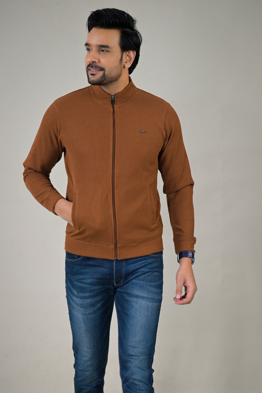 Park- Avenue Men's Textured Knit Full-Zip Sweatshirt.