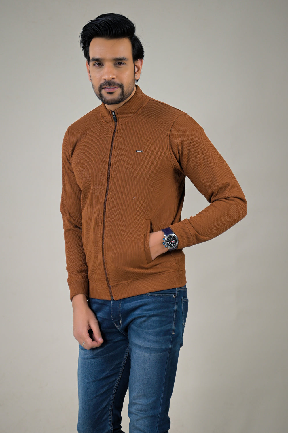 Park- Avenue Men's Textured Knit Full-Zip Sweatshirt.