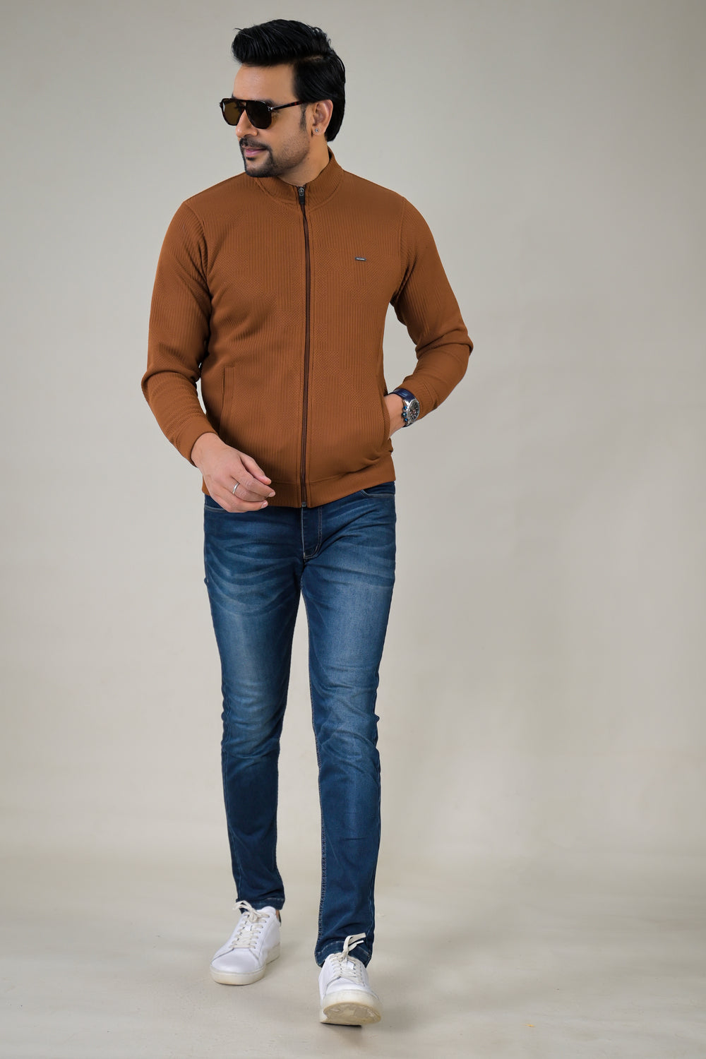 Park- Avenue Men's Textured Knit Full-Zip Sweatshirt.