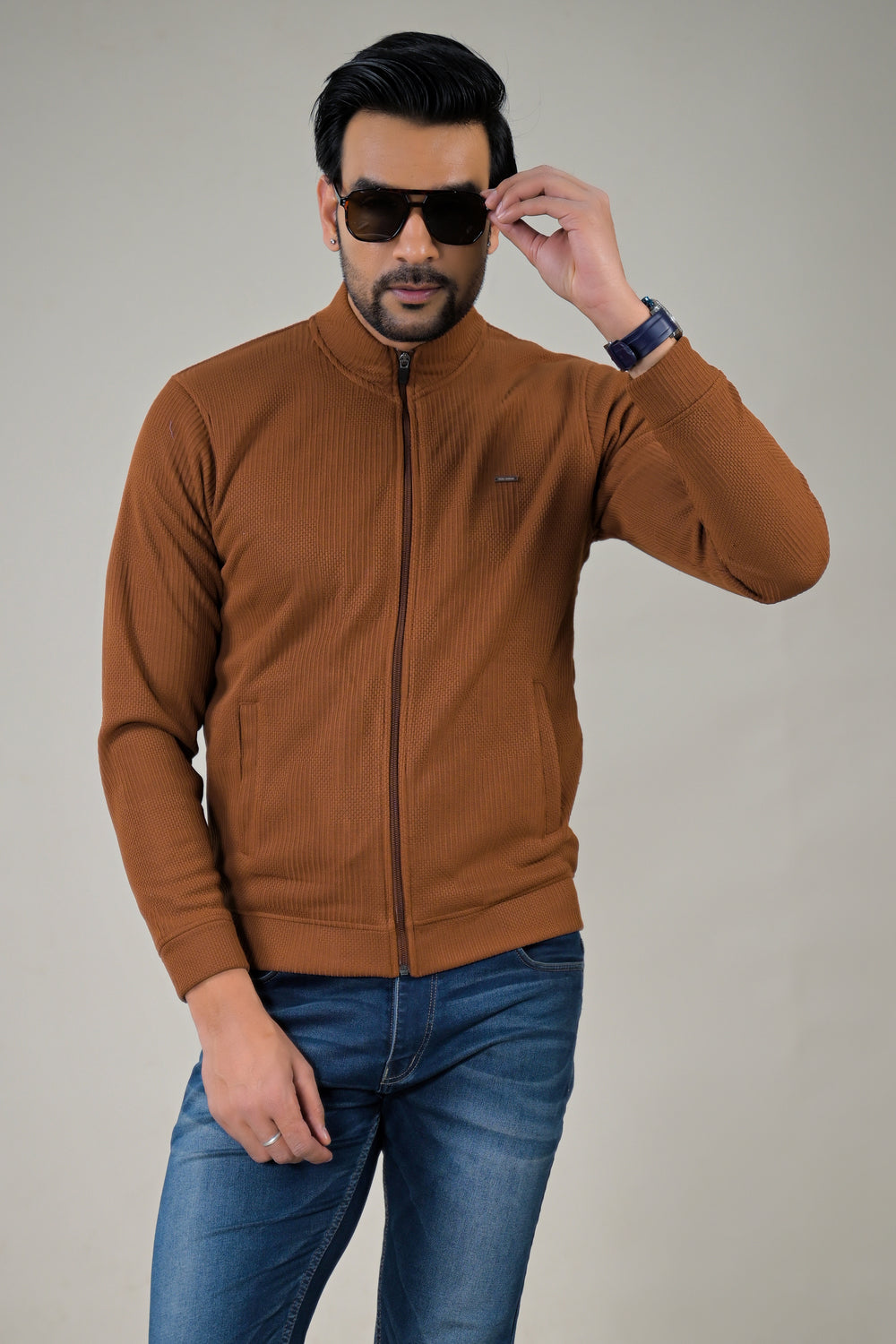 Park- Avenue Men's Textured Knit Full-Zip Sweatshirt.