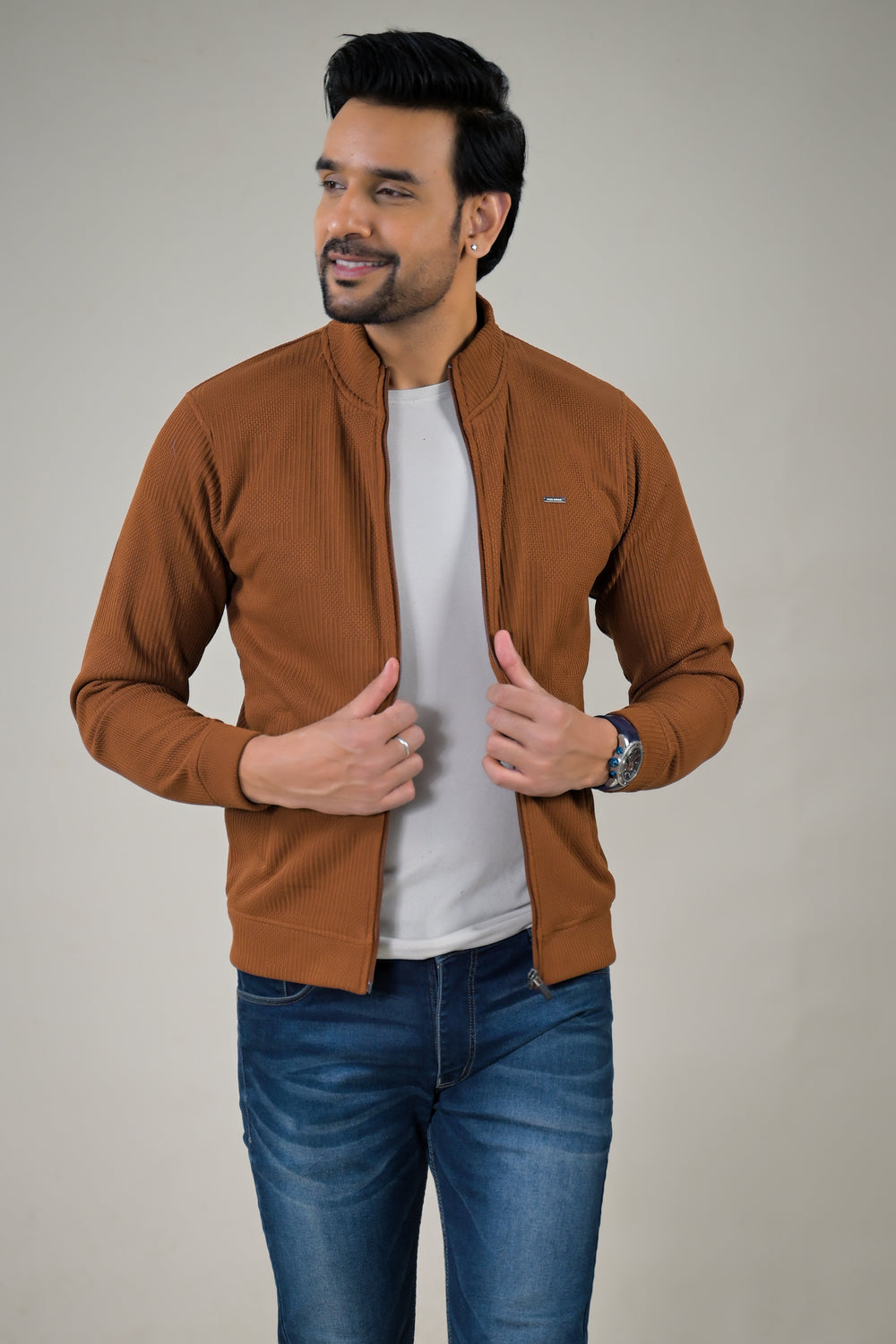 Park- Avenue Men's Textured Knit Full-Zip Sweatshirt.