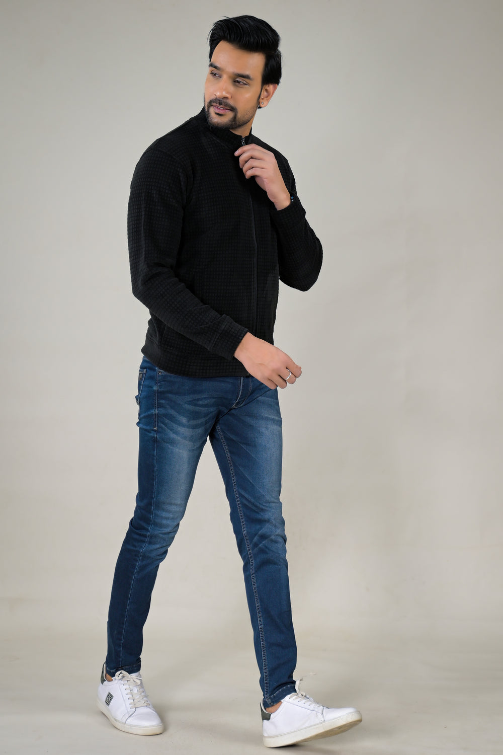 Park- Avenue Men's Waffle Knit Fleece Full-Zip Sweatshirt.