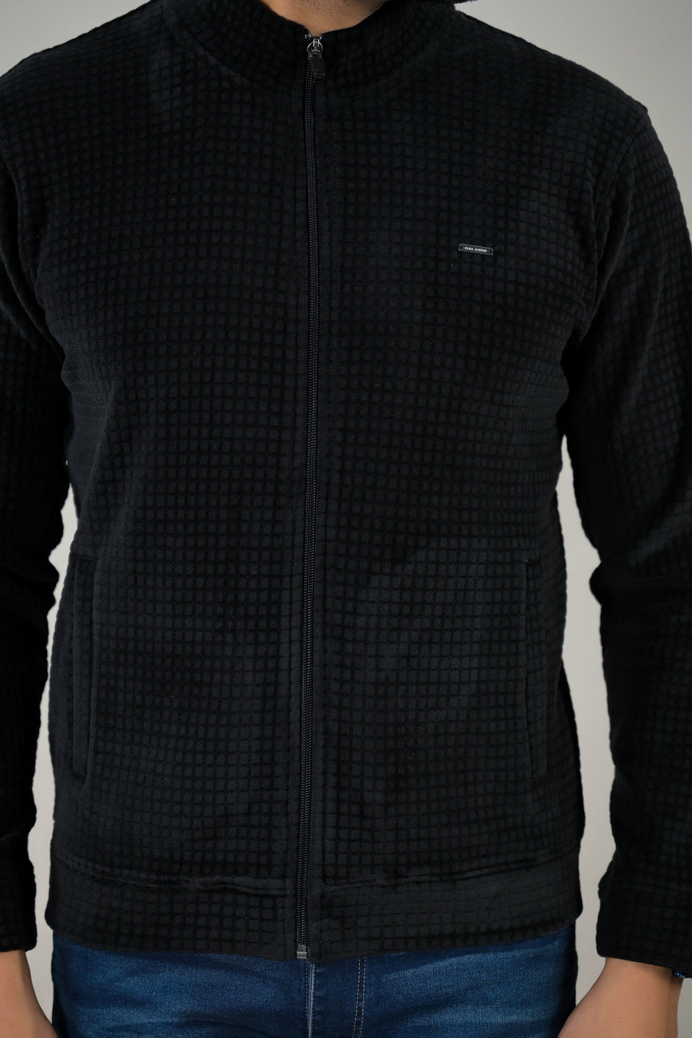 Park- Avenue Men's Waffle Knit Fleece Full-Zip Sweatshirt.