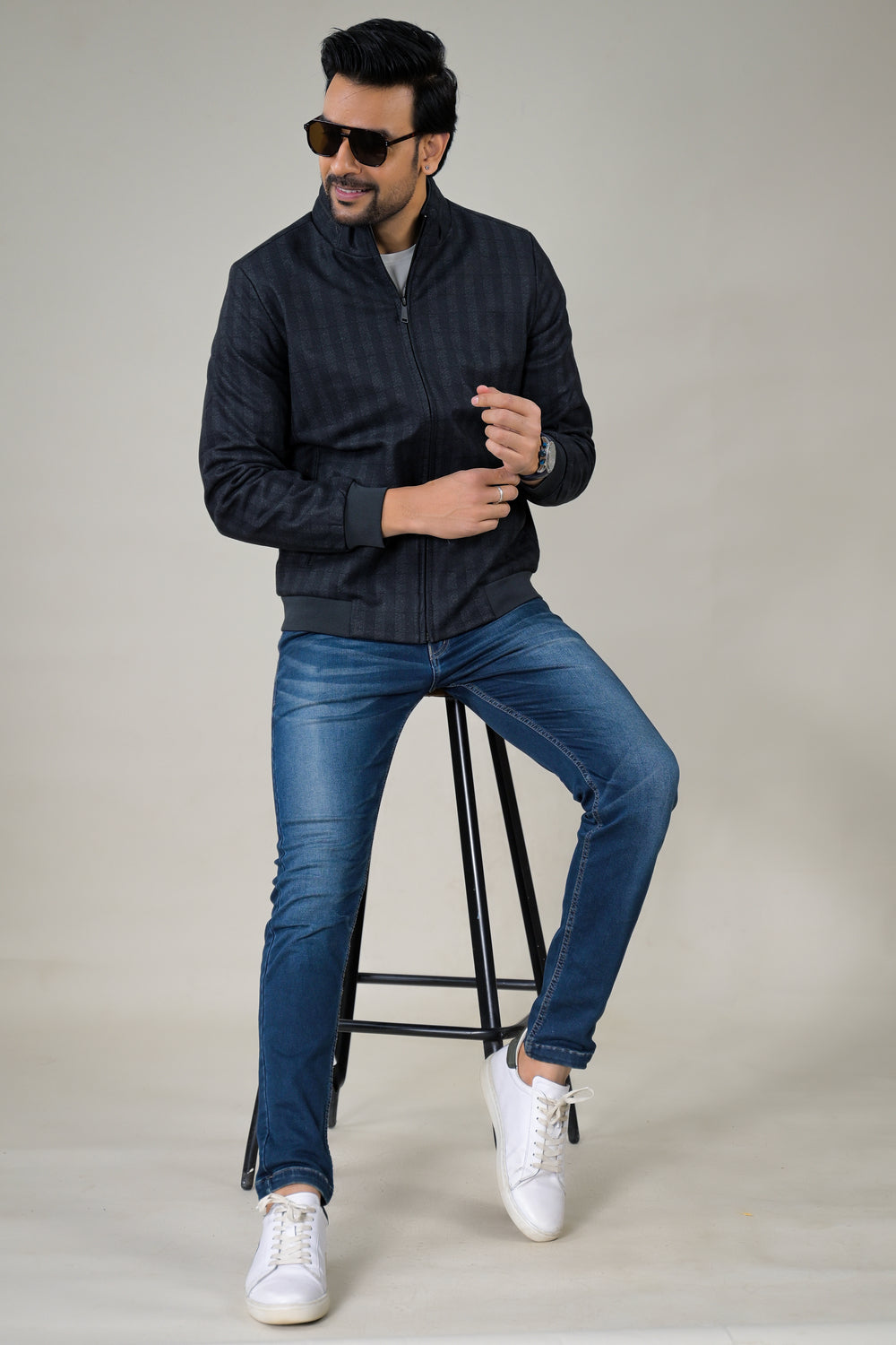 Park- Avenue Men's Waffle Knit Fleece Full-Zip Sweatshirt.