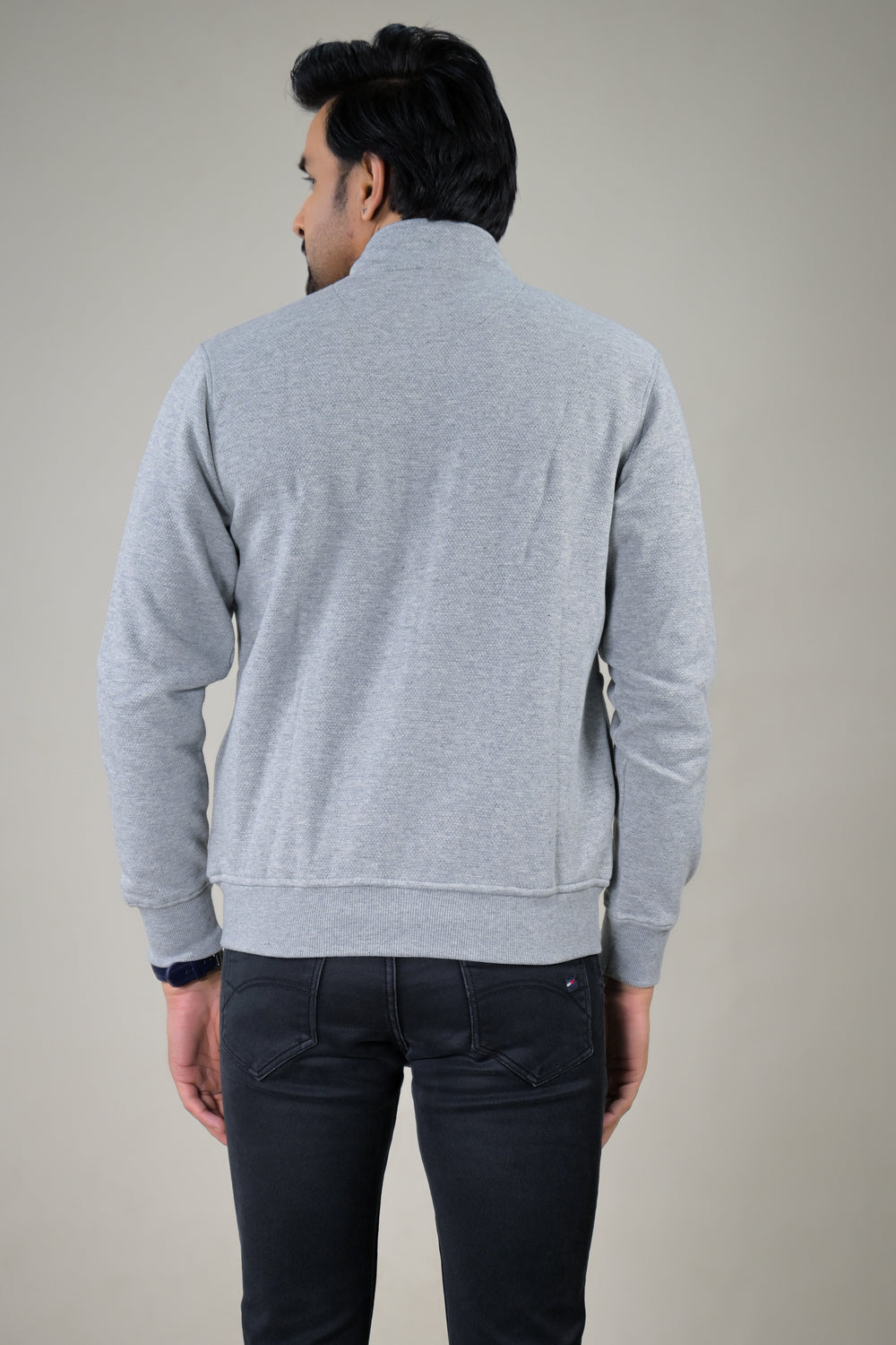 Parx Solid Textured Full-Zip Mens Sweatshirt.