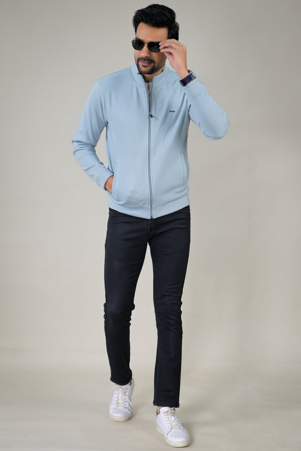 Park- Avenue Men's Stand Collar Zip-Up Sweatshirt.