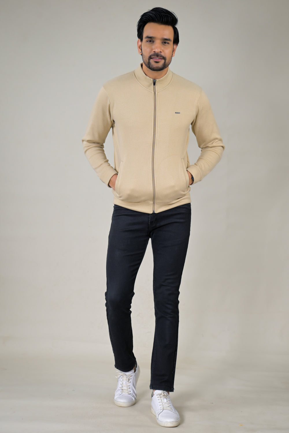 Park- Avenue Men's Stand Collar Zip-Up Sweatshirt.