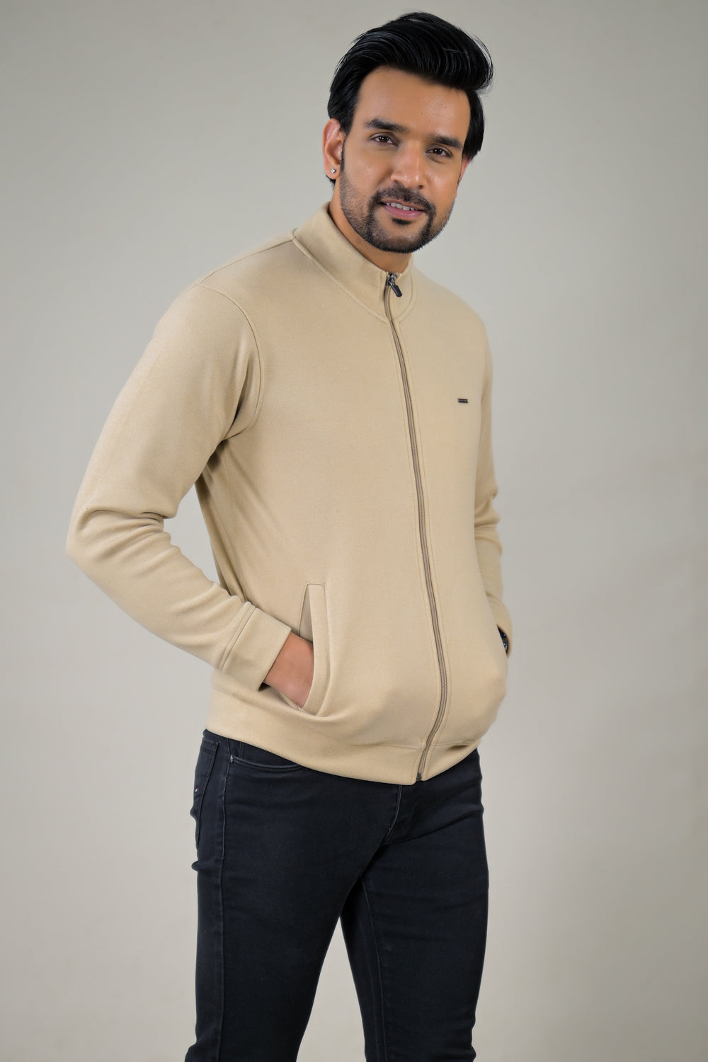 Park- Avenue Men's Stand Collar Zip-Up Sweatshirt.