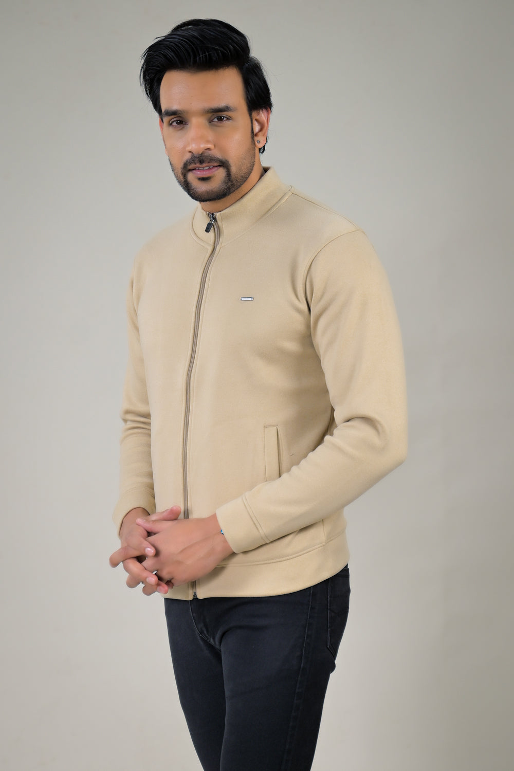 Park- Avenue Men's Stand Collar Zip-Up Sweatshirt.