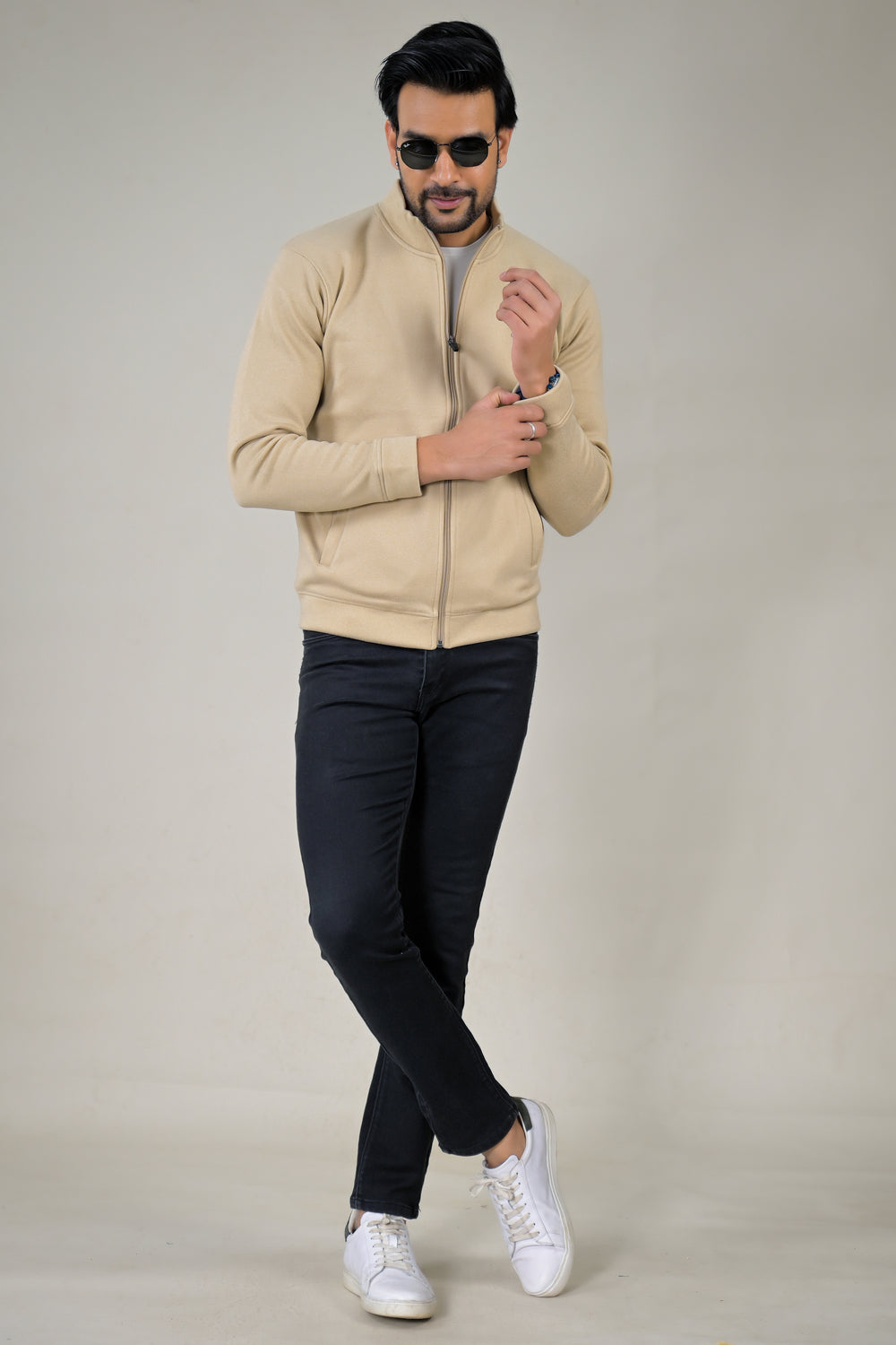 Park- Avenue Men's Stand Collar Zip-Up Sweatshirt.