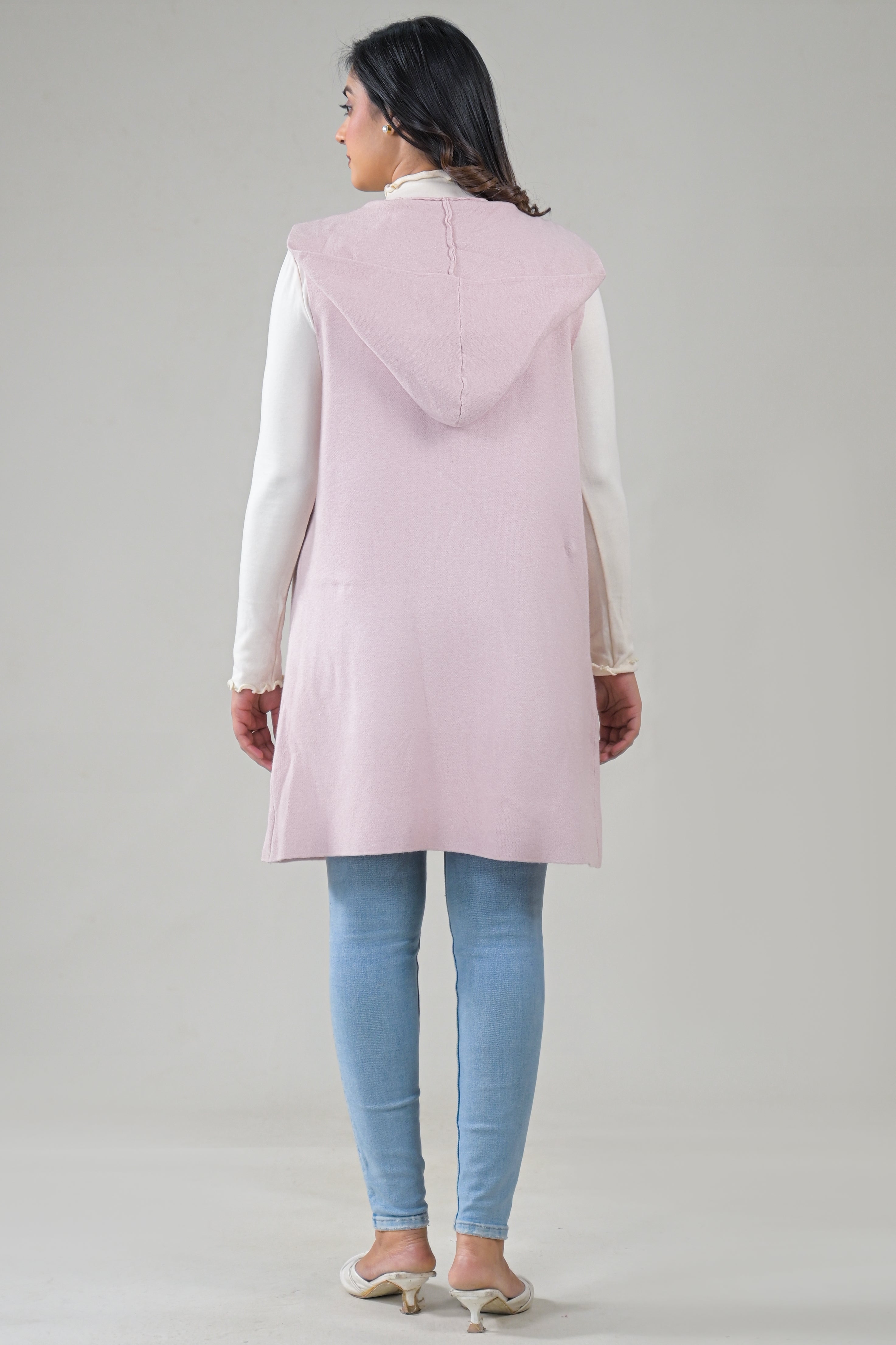 Soul Armor Solid Sleeveless Longline  with Front Pockets Winter Shrug