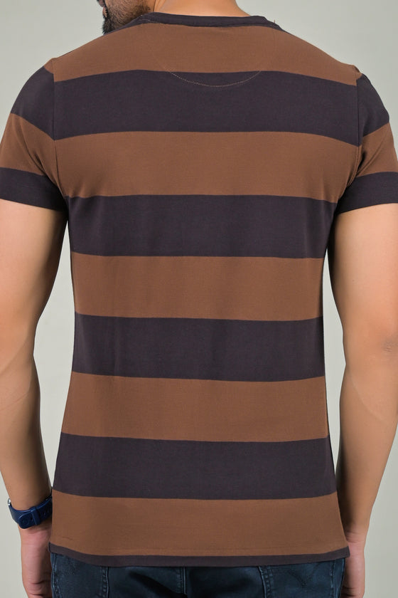 US Polo Mens Horizontal Stripe Crew Neck Half Sleeve T-Shirt