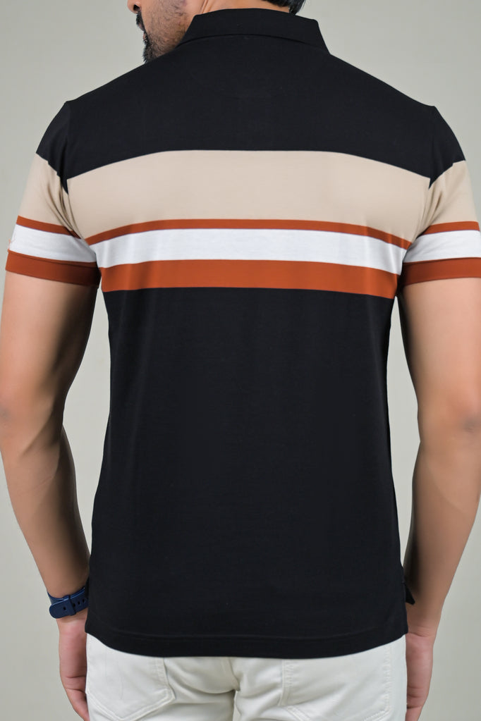 US Polo Mens Color Block Polo Neck Half Sleeve T-Shirt
