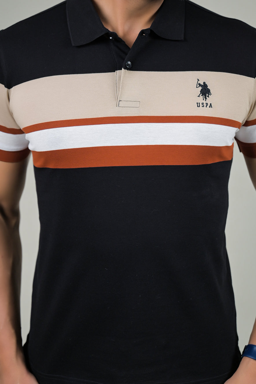 US Polo Mens Color Block Polo Neck Half Sleeve T-Shirt
