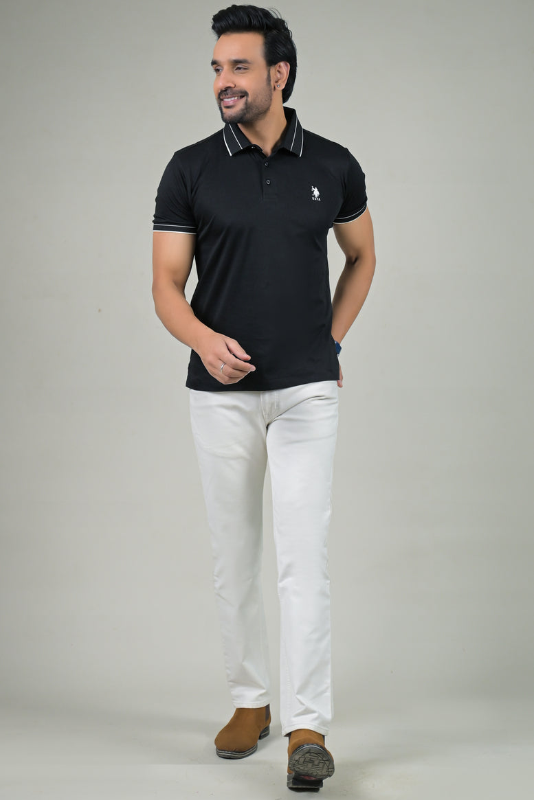 US Polo Mens Solid Half Sleeve Polo T-Shirt