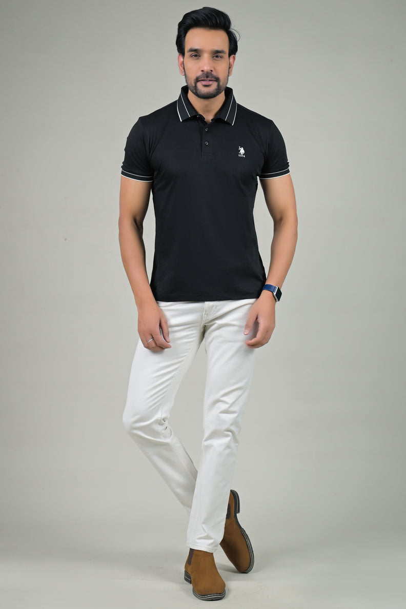 US Polo Mens Solid Half Sleeve Polo T-Shirt