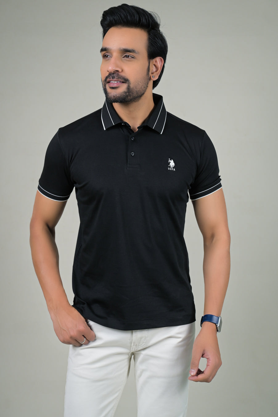 US Polo Mens Solid Half Sleeve Polo T-Shirt