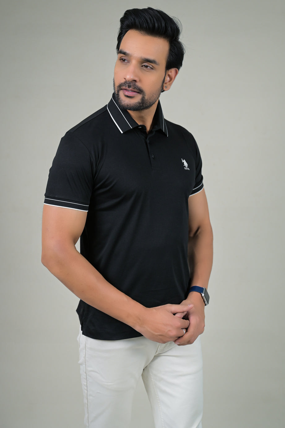 US Polo Mens Solid Half Sleeve Polo T-Shirt