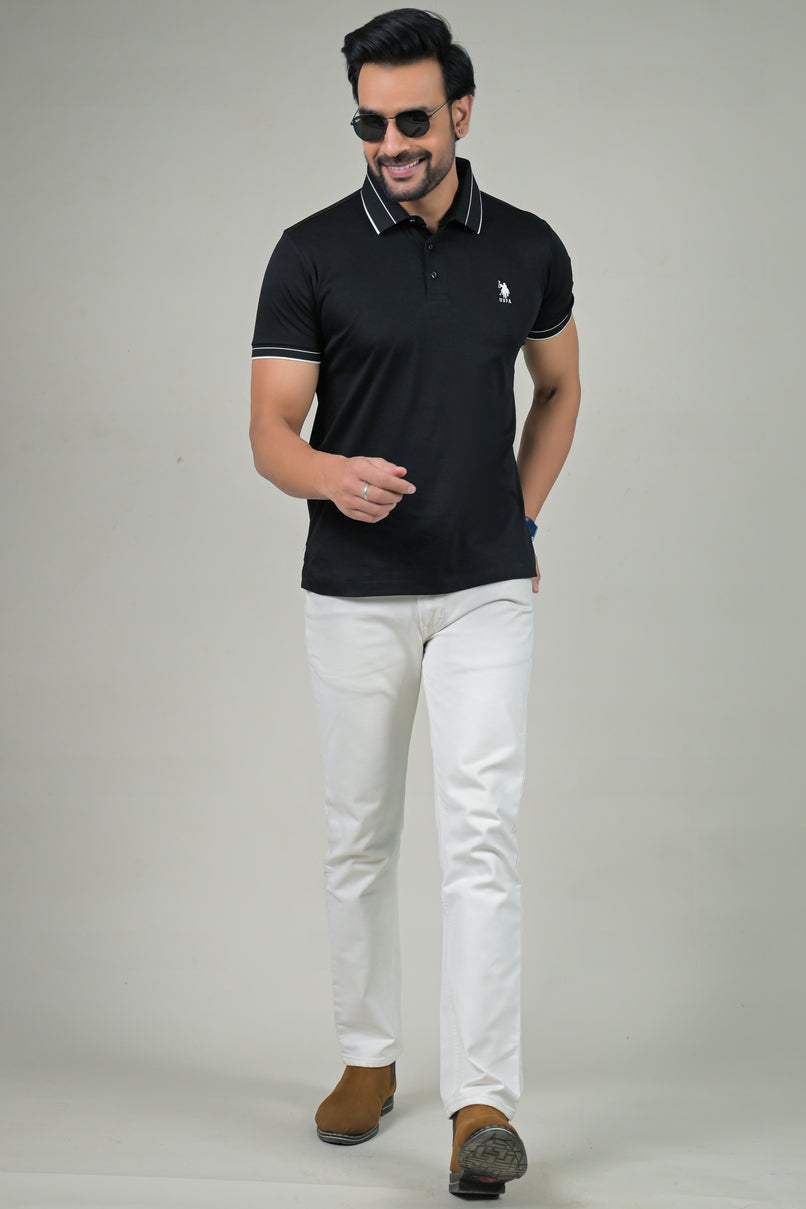 US Polo Mens Solid Half Sleeve Polo T-Shirt