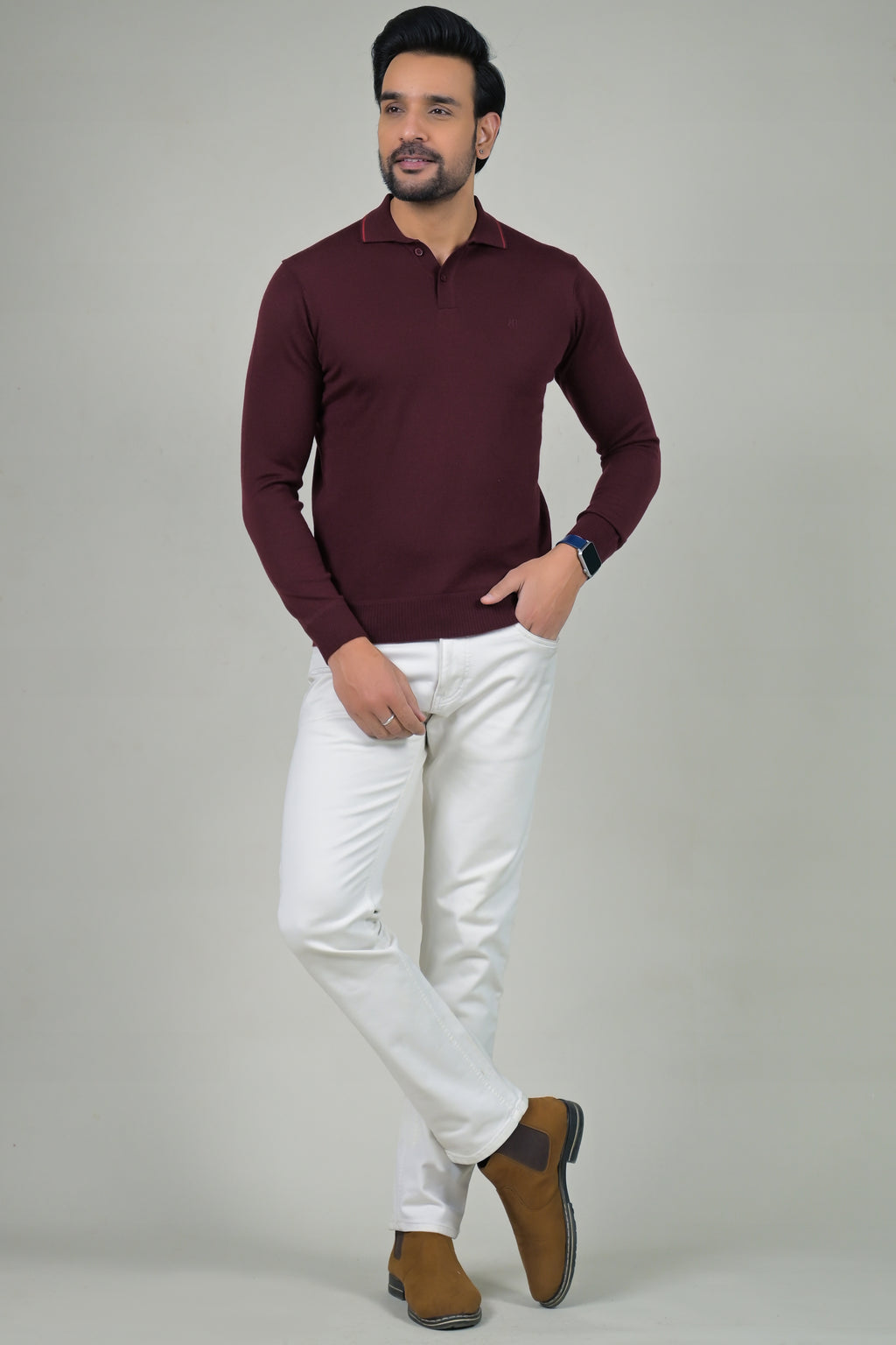 Raymond Mens Classic Textured Polo Neck Sweater