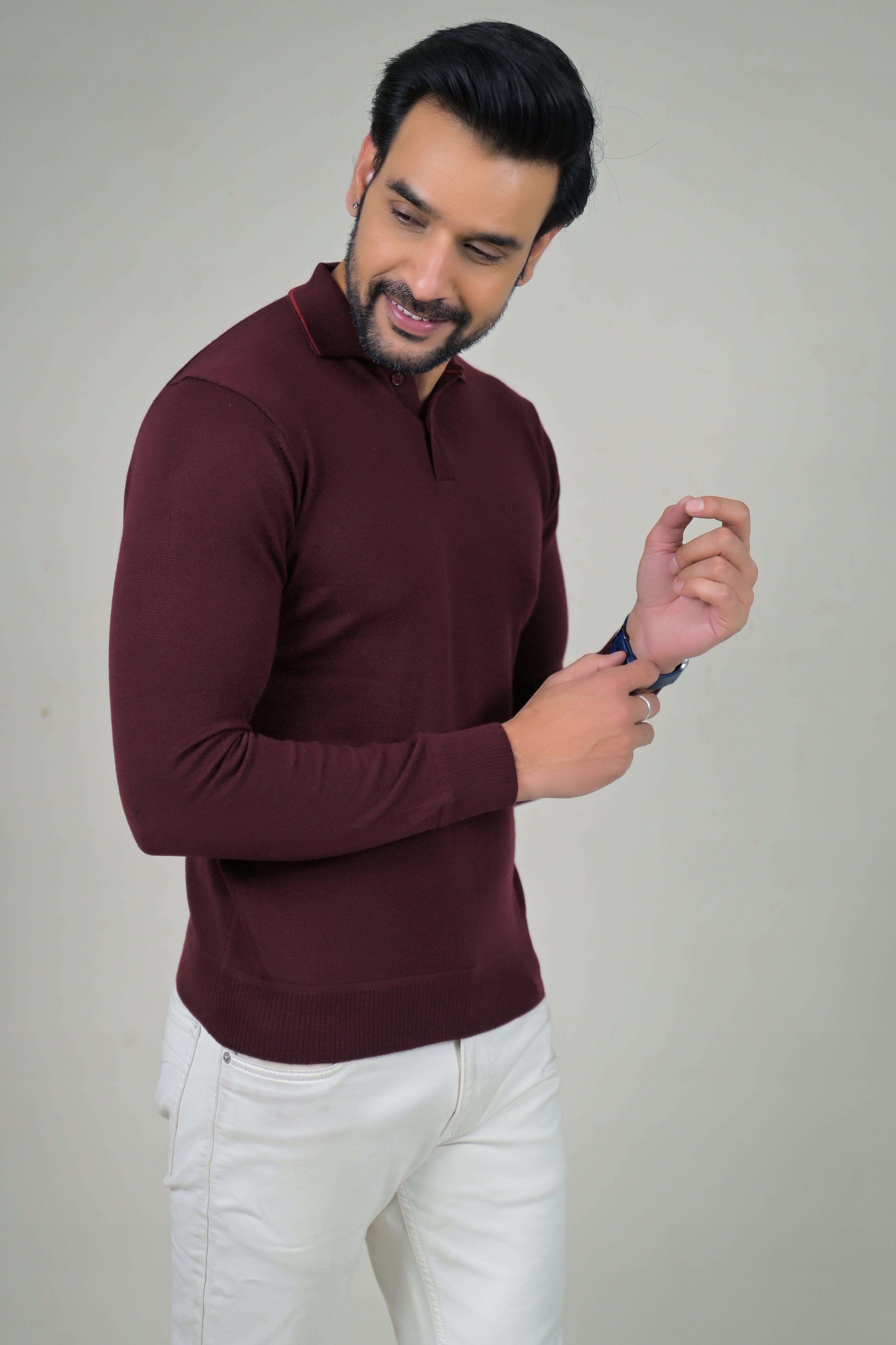 Raymond Mens Classic Textured Polo Neck Sweater