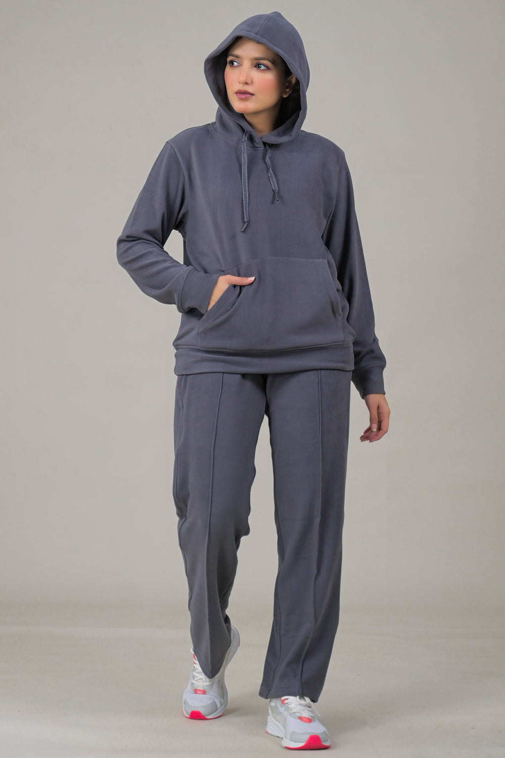 Soul Armor Solid Hoodie & Track Pant Women Co-Ord Sets
