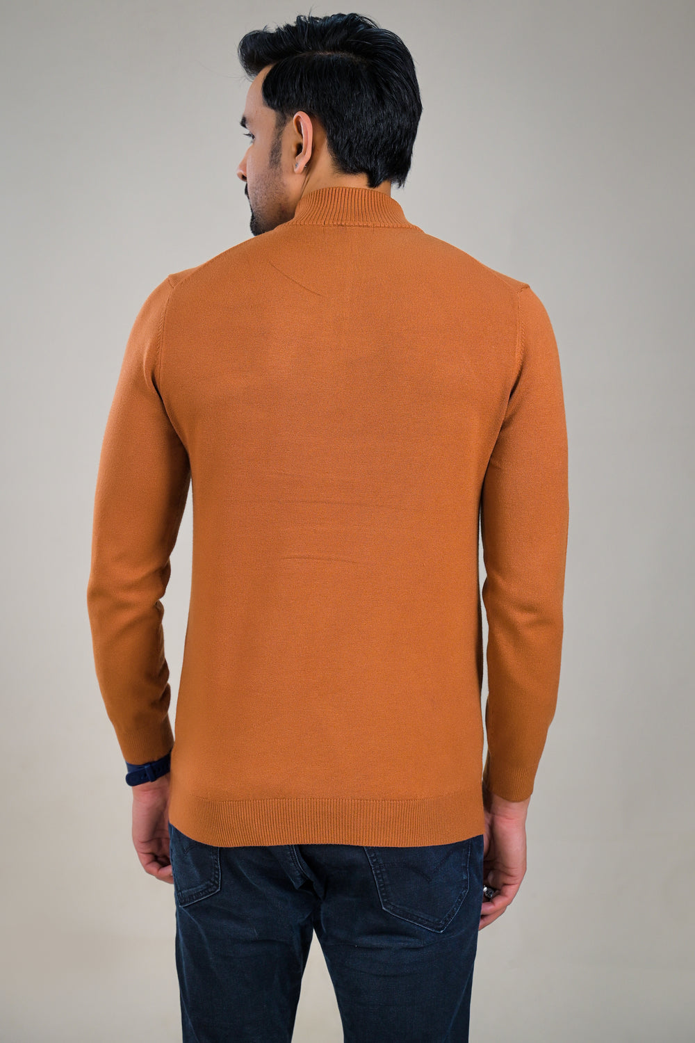 Soul Armor Solid High Neck Half Zip Woolen Sweater
