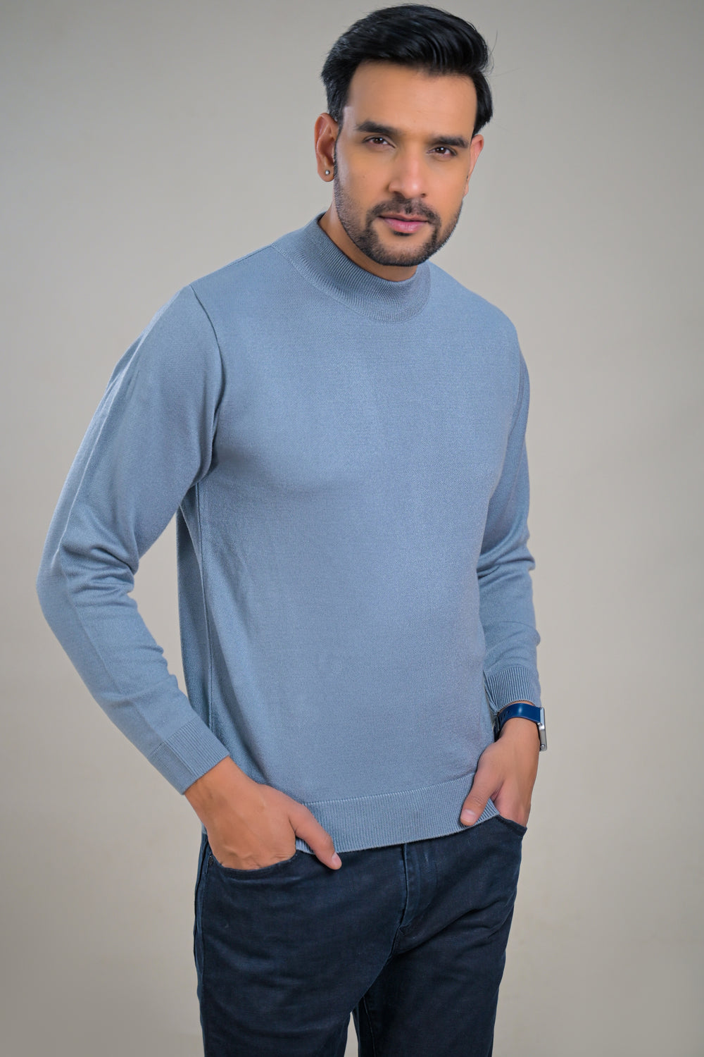 Elevate Classic Solid Turtle Neck Knit Mens Sweater