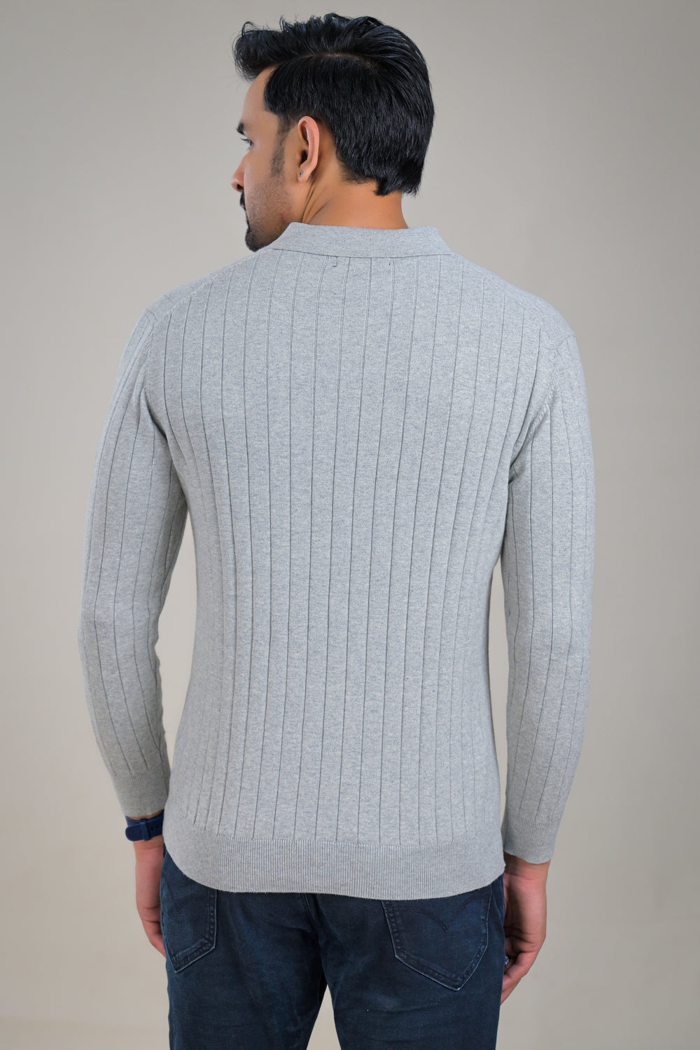 Soul Armor Solid Ribbed Wool Blend Polo Sweater