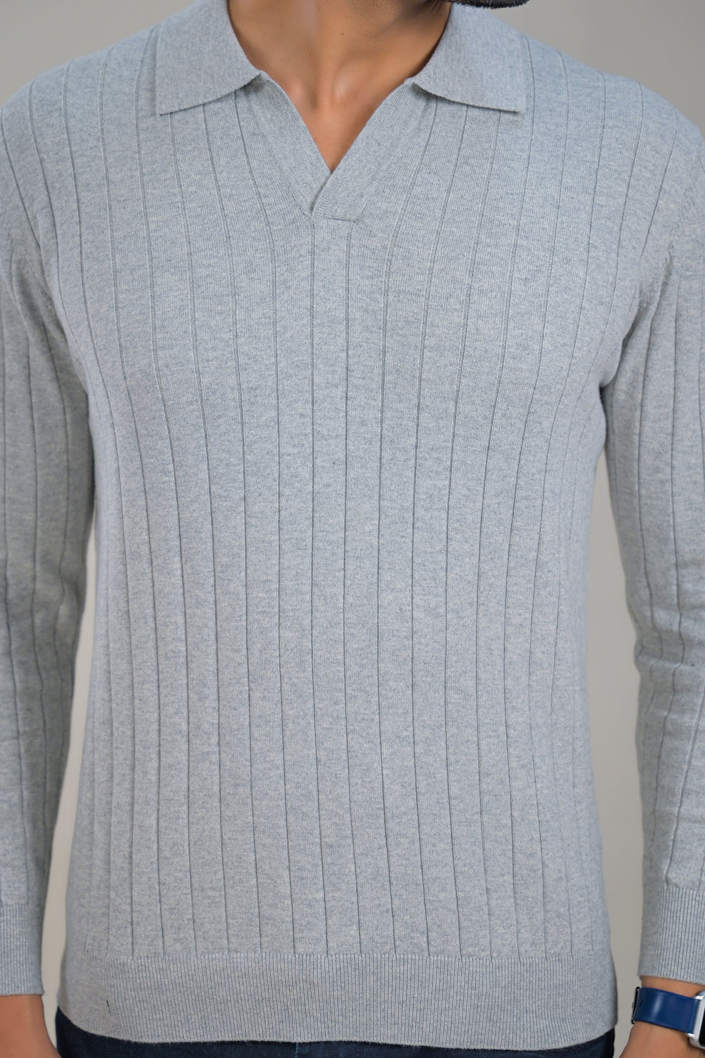 Soul Armor Solid Ribbed Wool Blend Polo Sweater