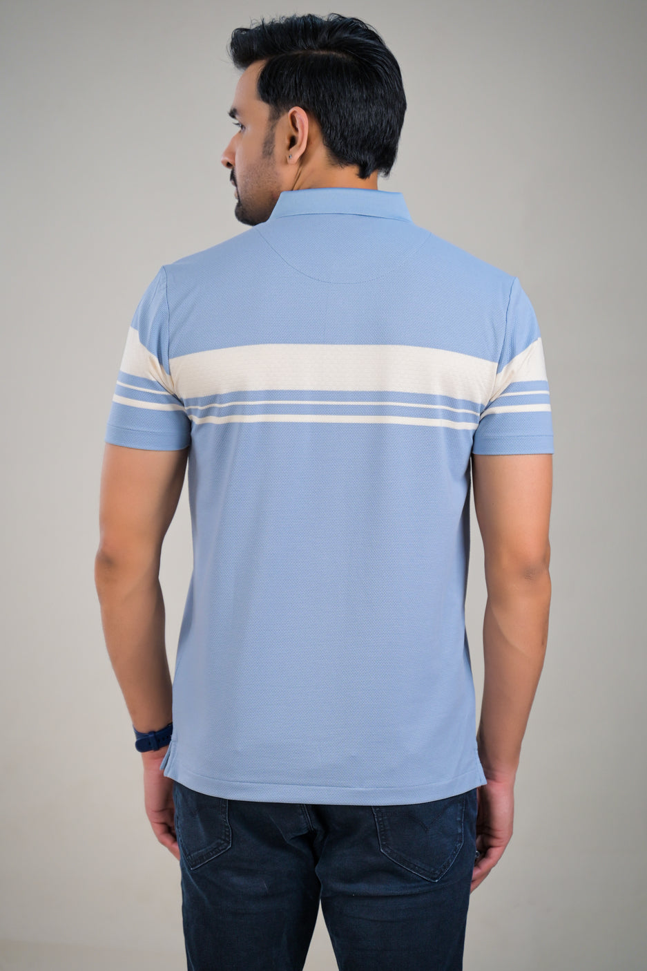 US Polo Mens Textured Knit Polo with Contrast Chest Stripe t-shirt