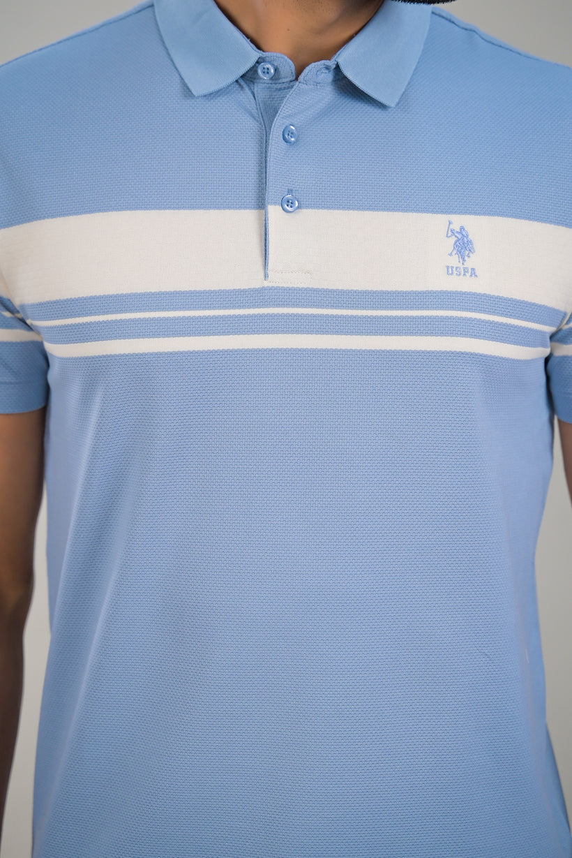 US Polo Mens Textured Knit Polo with Contrast Chest Stripe t-shirt
