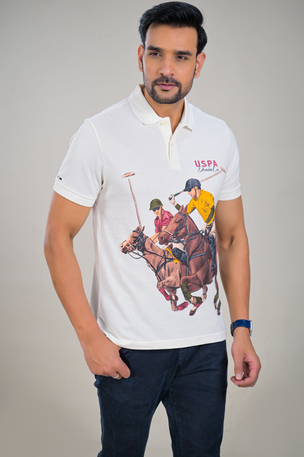 US Polo Mens Graphic Print Polo T-Shirt