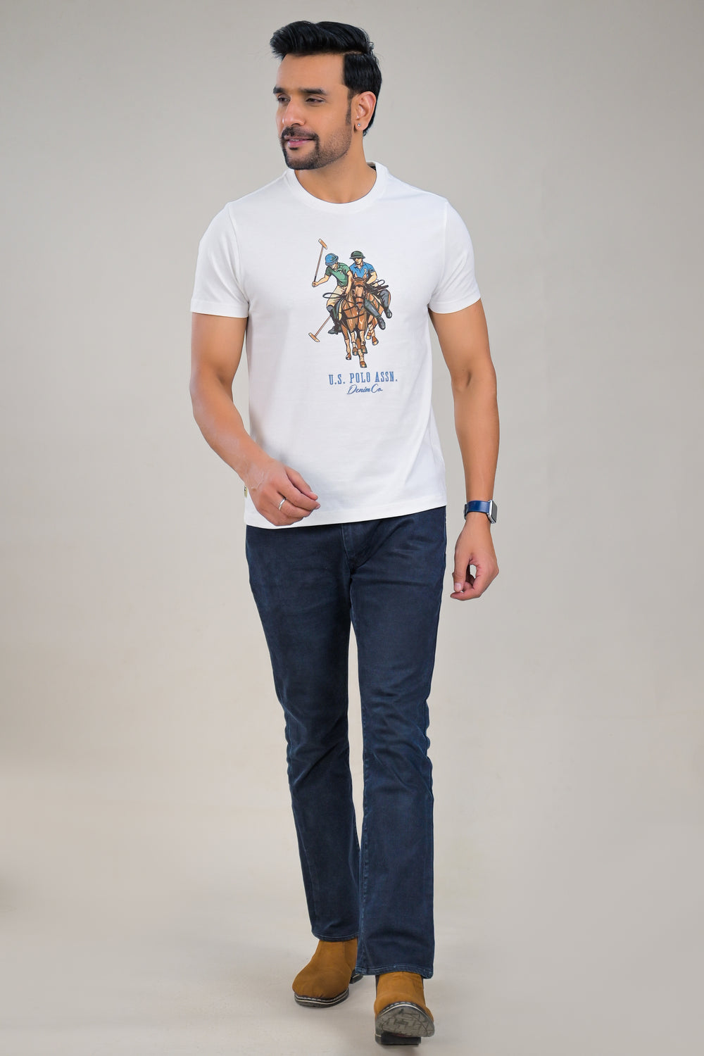 US Polo mens Graphic Print Round Neck T-Shirt