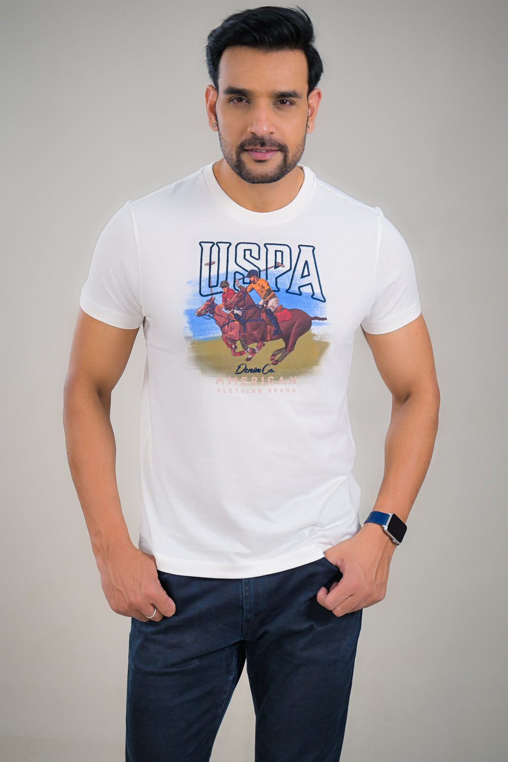 US Polo Mens Graphic Print Round Neck T-Shirt