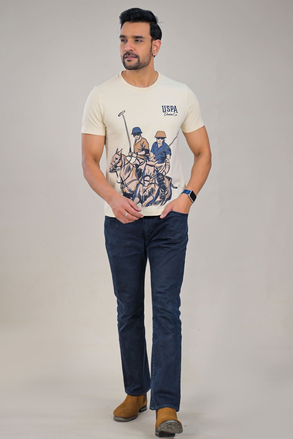 US Polo Mens Graphic Print Round Neck T-Shirt