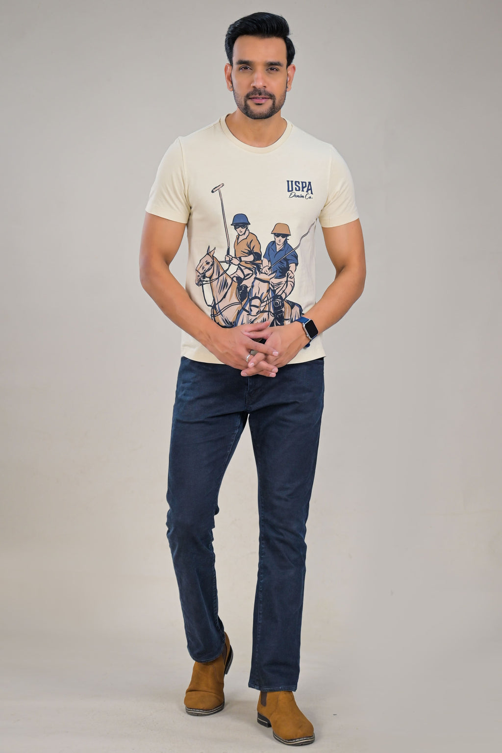 US Polo Mens Graphic Print Round Neck T-Shirt