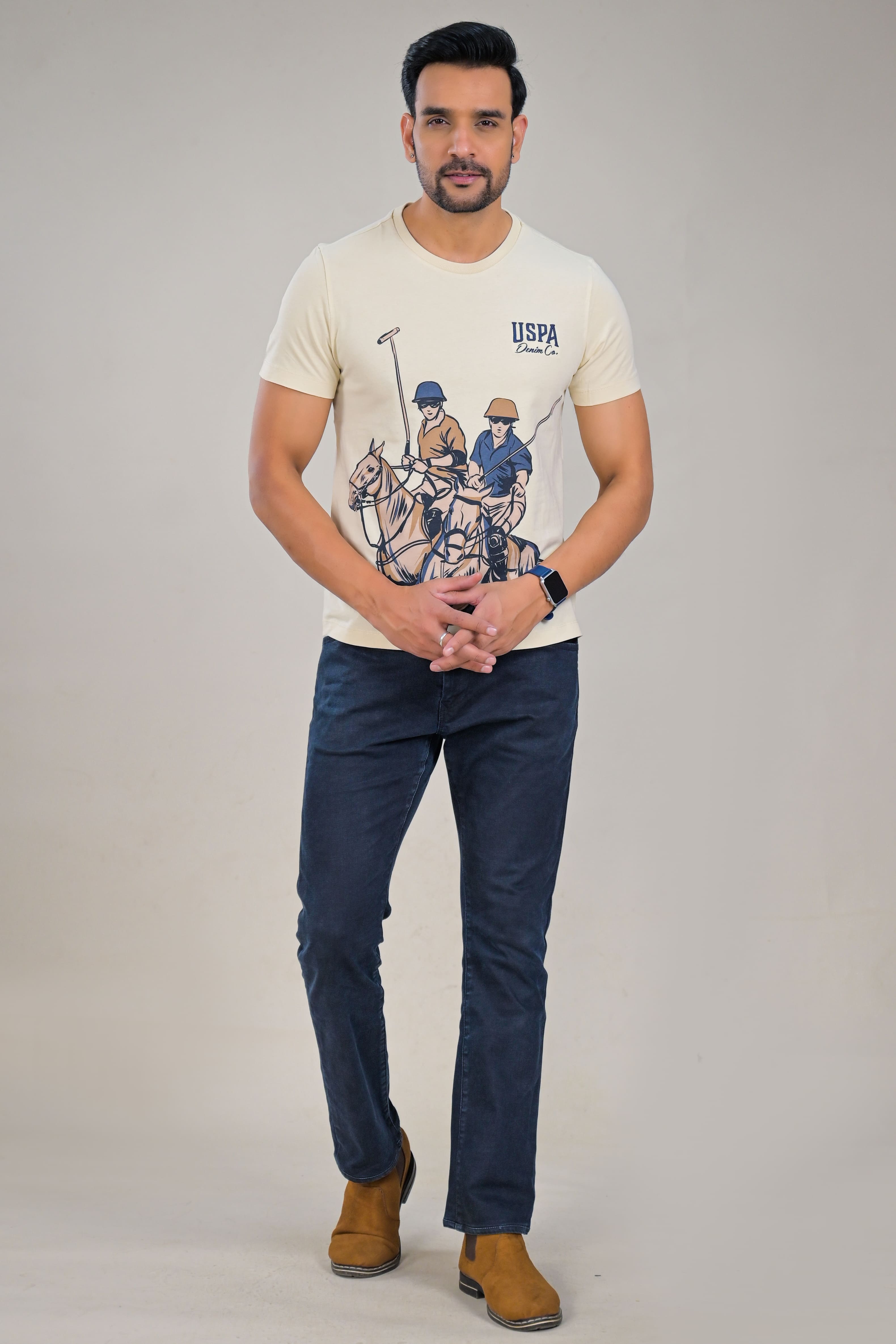 US Polo Mens Graphic Print Round Neck T-Shirt