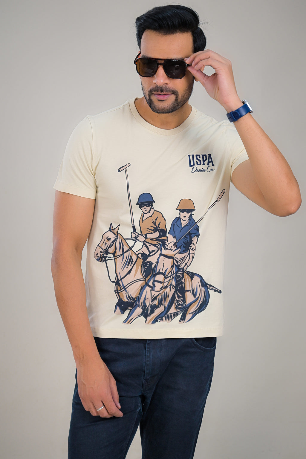 US Polo Mens Graphic Print Round Neck T-Shirt