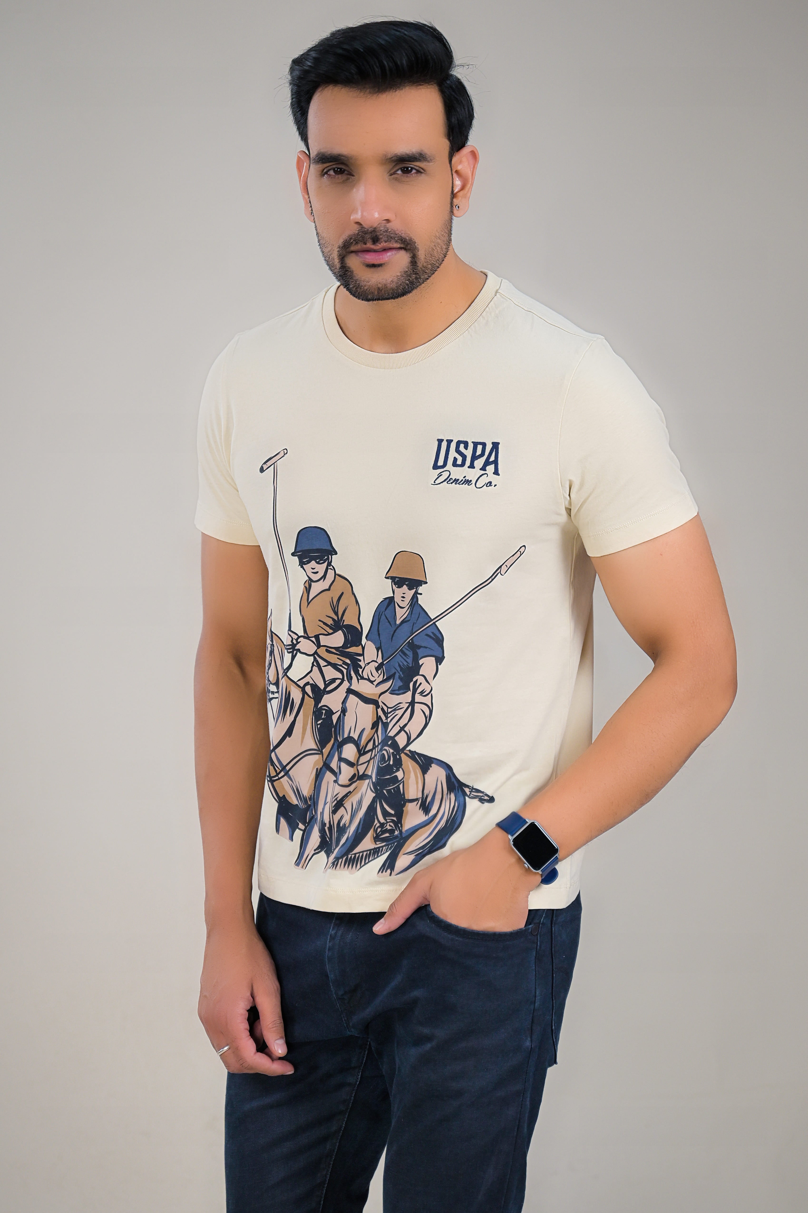 US Polo Mens Graphic Print Round Neck T-Shirt
