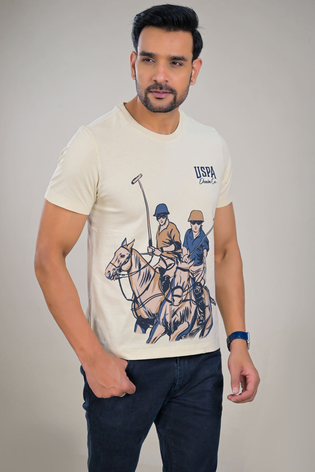 US Polo Mens Graphic Print Round Neck T-Shirt