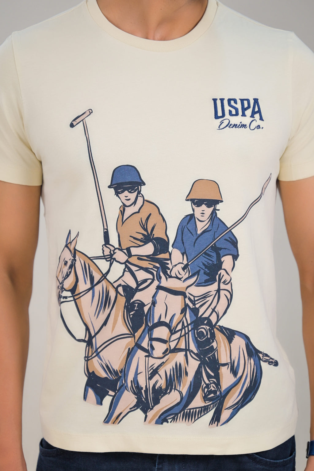 US Polo Mens Graphic Print Round Neck T-Shirt