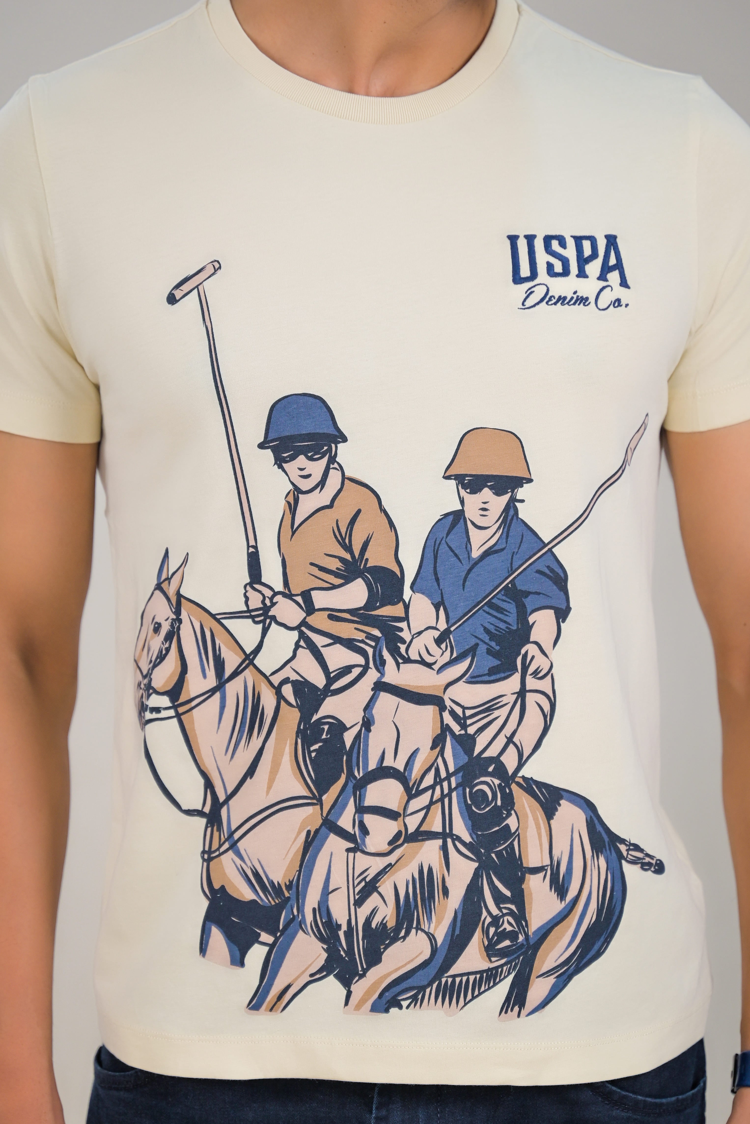 US Polo Mens Graphic Print Round Neck T-Shirt