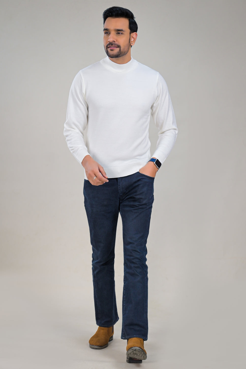 Elevate Classic Solid Turtle Neck Knit Mens Sweater