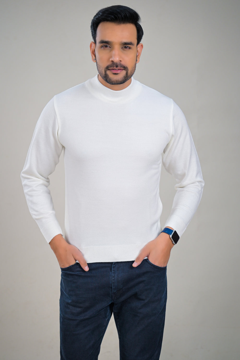 Elevate Classic Solid Turtle Neck Knit Mens Sweater