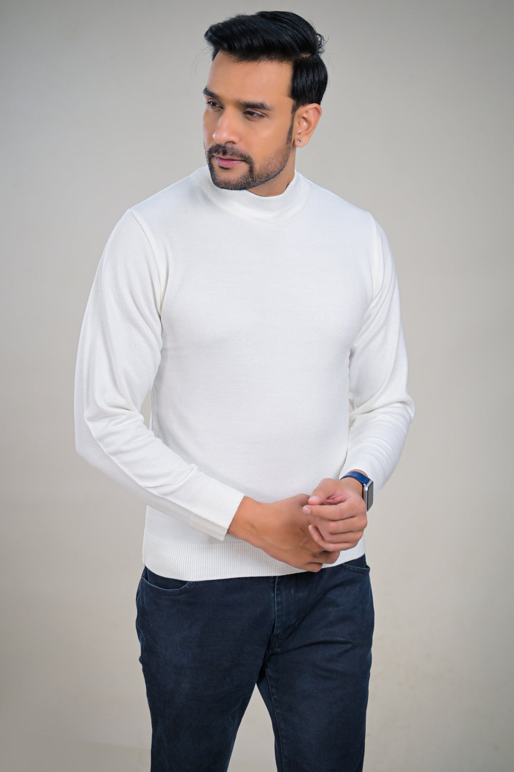 Elevate Classic Solid Turtle Neck Knit Mens Sweater