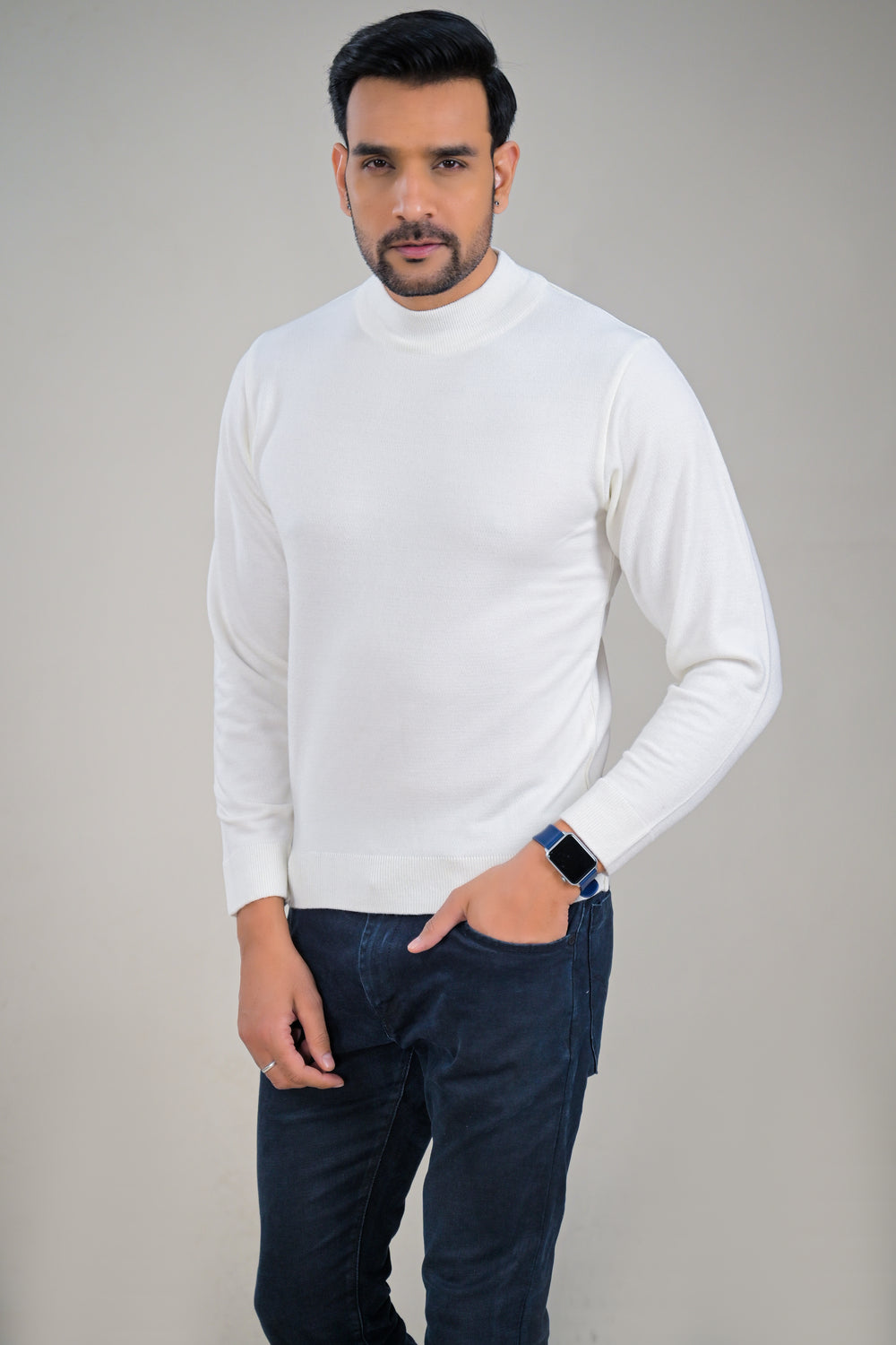 Elevate Classic Solid Turtle Neck Knit Mens Sweater