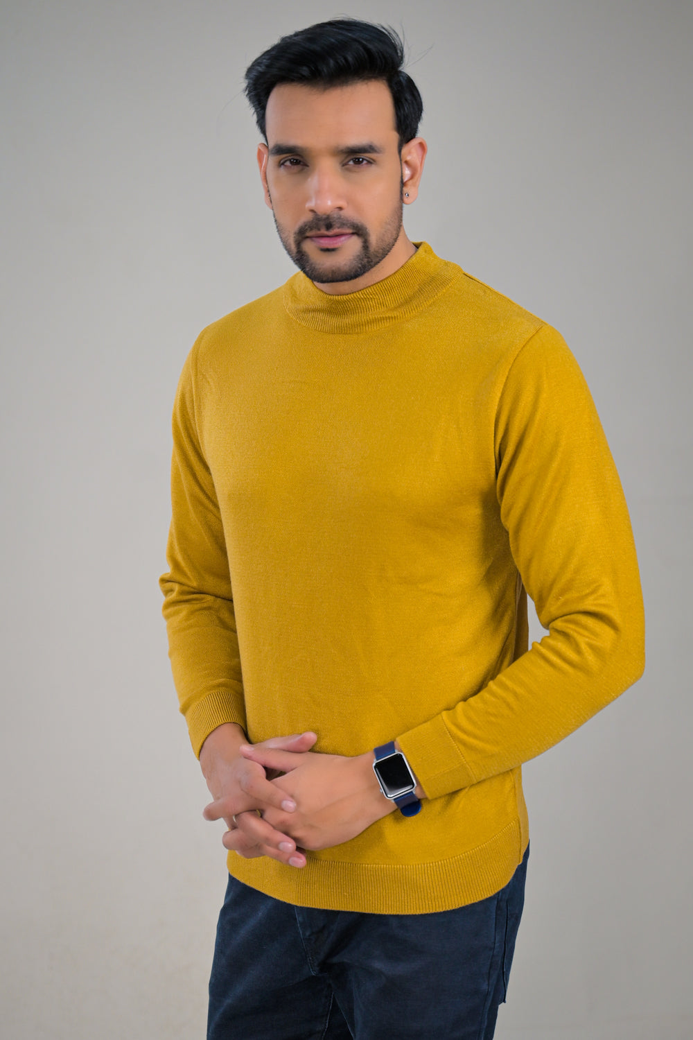 Elevate Classic Solid Turtle Neck Knit Mens Sweater