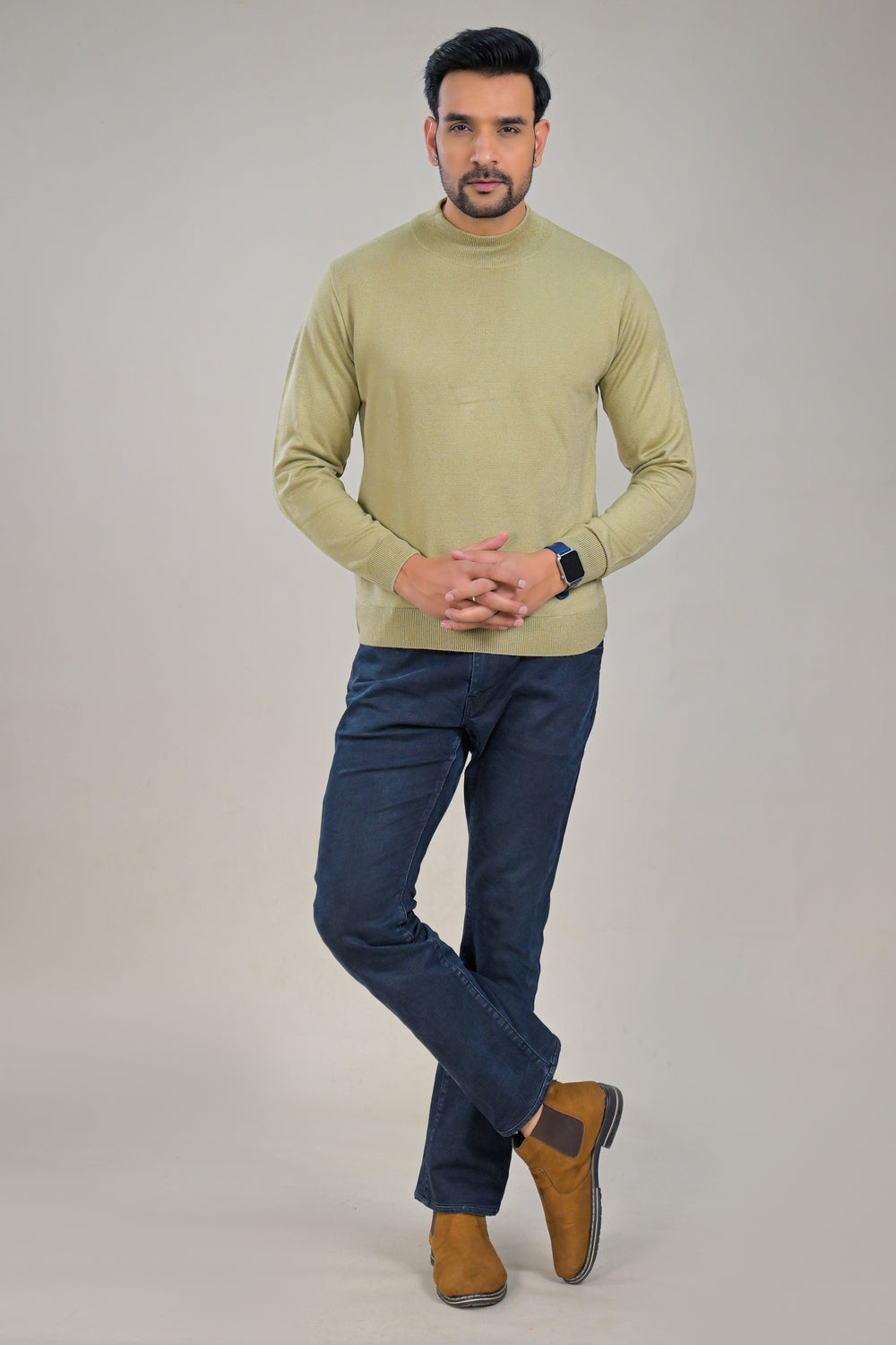 Elevate Classic Solid Turtle Neck Knit Mens Sweater