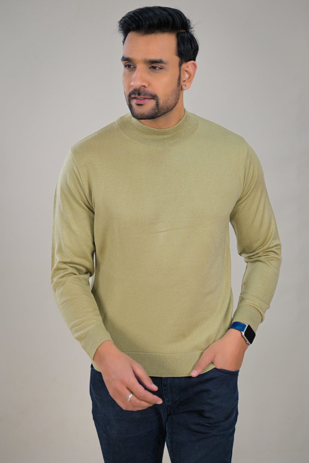 Elevate Classic Solid Turtle Neck Knit Mens Sweater
